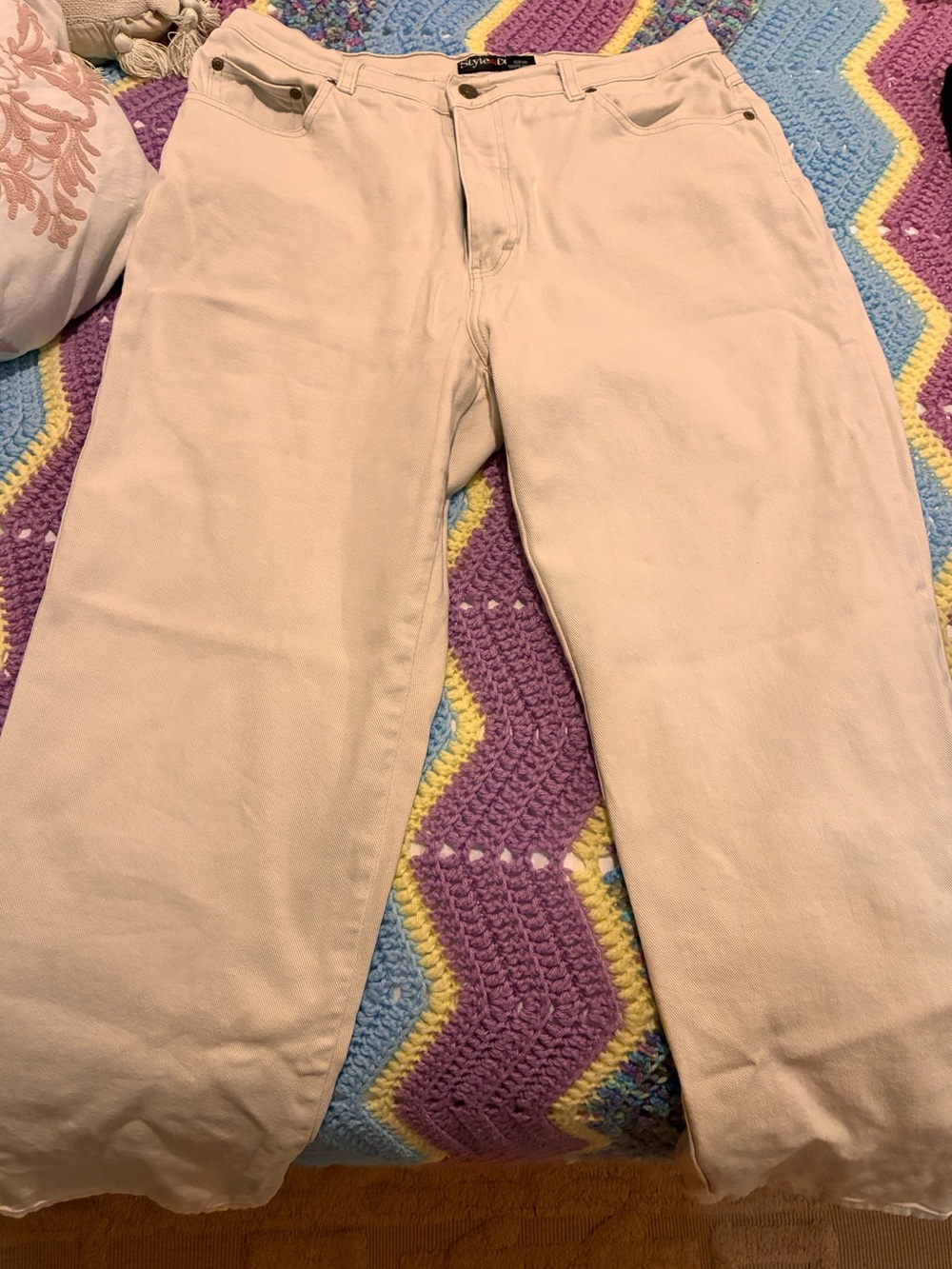Style & Co. Cream Straight-Leg Jeans